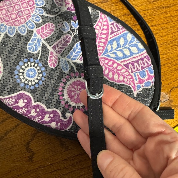 Vera Bradley Shimmer Sequin Crossbody Purse Retired Alpine Floral Zip - Picture 5 of 11